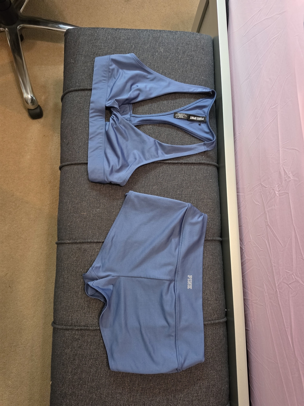 PINK Victoria's Secret by Victoria's Secret Blue Seamless Active Shorts And Top